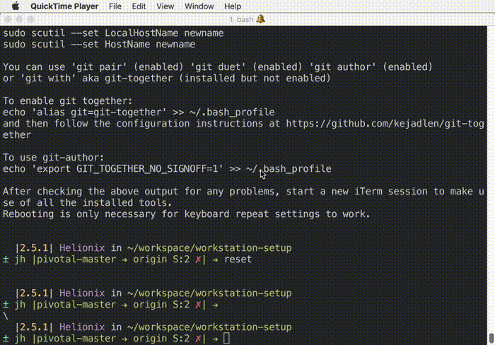 A single run of Voom’s workstation setup